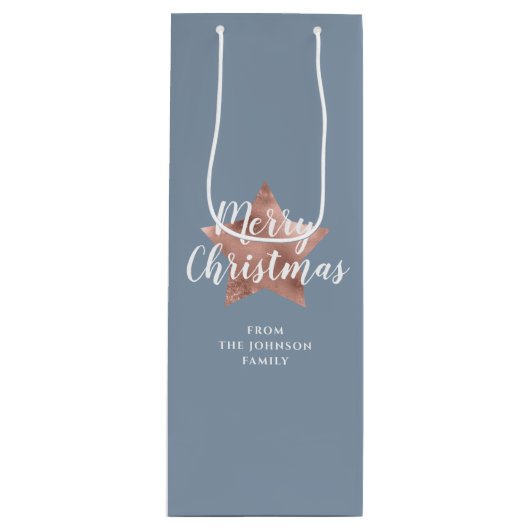 フェスティバルブルーバラ金ゴールドスターメリークリスマス ワインギフトバッグ (正面)