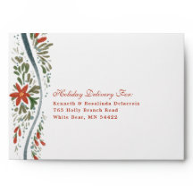 フェスティバルブルーボウとポインセチアのライナー封筒