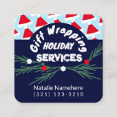 フェスティバルブルーモダンプロフェッショナルギフトラップサービス スクエア名刺 (正面)