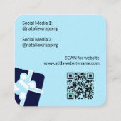 フェスティバルブルーモダンプロフェッショナルギフトラップサービス スクエア名刺 (裏面)