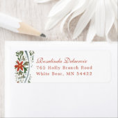 フェスティバルブルーリボンとポインセチア伝統的 ラベル (インサイチュ)