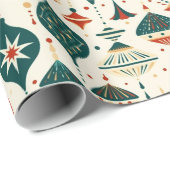 フェスティバルブルーレッドオーナメント幾何学中世紀 ラッピングペーパー (ロールコーナー)