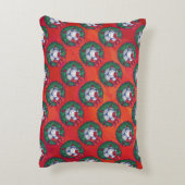 フェスティバルブルー白サッカーの赤のボールパターン アクセントクッション (裏面(縦))