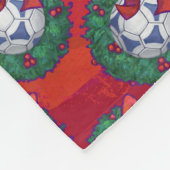 フェスティバルブルー白サッカーの赤のボールパターン フリースブランケット (角)