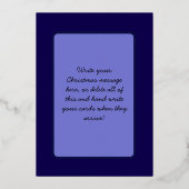 フェスティバルブルー&金ゴールドモダンクリスマスツリーパーソナル 箔シーズンカード (裏面)