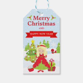 フェスティバルブロンドヘアクリスマスプリンセス ギフトタグ