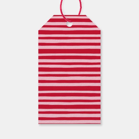 フェスティバルプおもしろいン小妖精や小人ピンクレッドストライプクリスマス ギフトタグ (裏面)