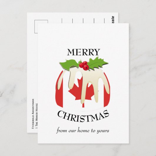 フェスティバルプディングCANADA国旗のクリスマスポストカード ポストカード (正面/裏面)