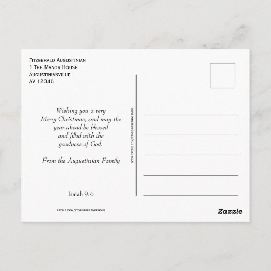 フェスティバルプディングCANADA国旗のクリスマスポストカード ポストカード (裏面)