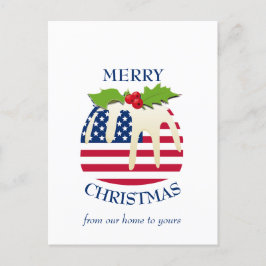 フェスティバルプリンと愛国的なアメリカ国旗のクリスマス ポストカード