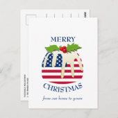 フェスティバルプリンと愛国的なアメリカ国旗のクリスマス ポストカード (正面/裏面)