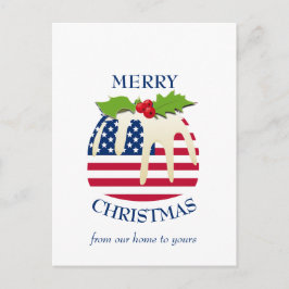 フェスティバルプリンと愛国的なアメリカ国旗のクリスマス ポストカード