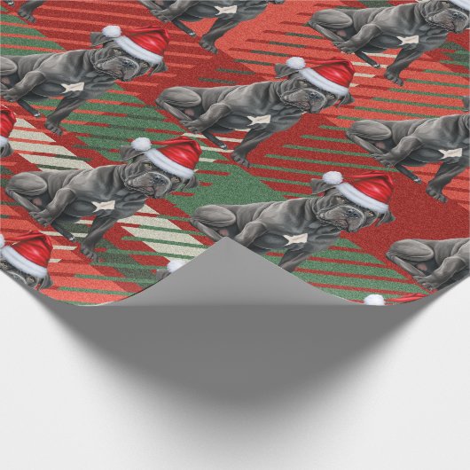 フェスティバルプレイドケーンコルソサンタドッグクリスマス ラッピングペーパー (角)