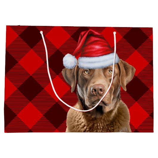 フェスティバルプレイドチェサピークベイドッグラバーホリデー ラージペーパーバッグ (裏面)