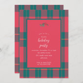 フェスティバルプレイドホリデークリスマスパーティの招待状 招待状 (正面/裏面)