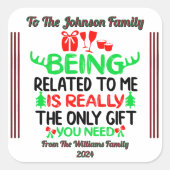 フェスティバルプレゼント掛け用のホリデーシール スクエアシール (正面)