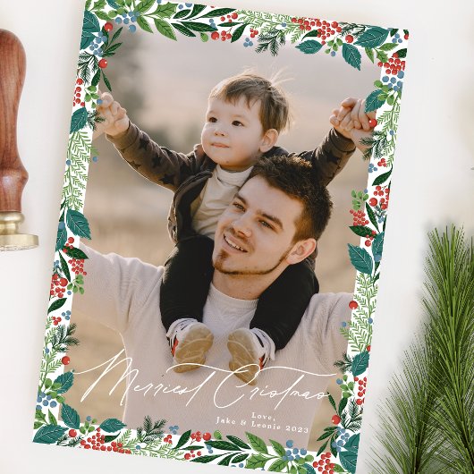 フェスティバルベリークラシックグリーンクリスマスフォト シーズンカード