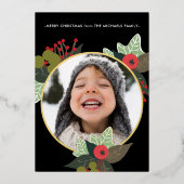 フェスティバルベリーリースとサークルフォトクリスマス 箔招待状 (正面)