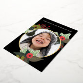 フェスティバルベリーリースとサークルフォトクリスマス 箔招待状 (回転した状態)