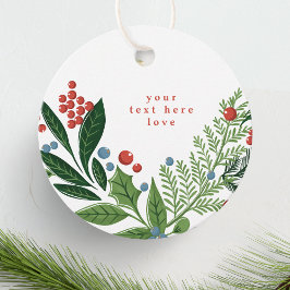 フェスティバルベリー伝統的グリーン&レッドクリスマス フェイバータグ