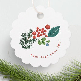 フェスティバルベリー伝統的グリーン&レッドクリスマス フェイバータグ