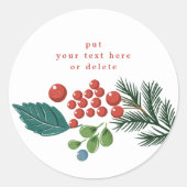 フェスティバルベリー伝統的グリーン&レッドクリスマス ラウンドシール (正面)