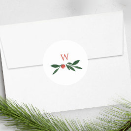 フェスティバルベリー伝統的グリーン&レッドクリスマス ラウンドシール