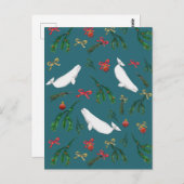 フェスティバルベルーガクジライラストレーションクリスマス ポストカード (正面/裏面)