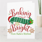 フェスティバルベーキングスピリッツ明るいカスタムクリスマス カード (正面)