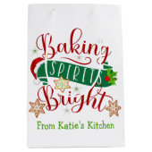 フェスティバルベーキングスピリッツ明るいカスタムクリスマス ミディアムペーパーバッグ (正面)