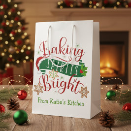 フェスティバルベーキングスピリッツ明るいカスタムクリスマス ミディアムペーパーバッグ