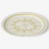 フェスティバルベージュデコフレームモノグラムクラスホリデイ ペーパープレート (アングル)