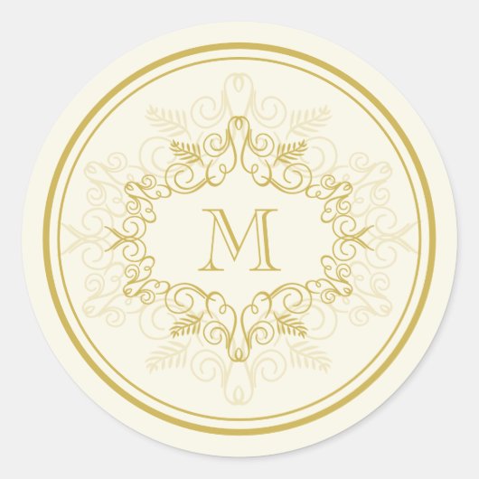 フェスティバルベージュデコフレームモノグラムクラスホリデイ ラウンドシール (正面)