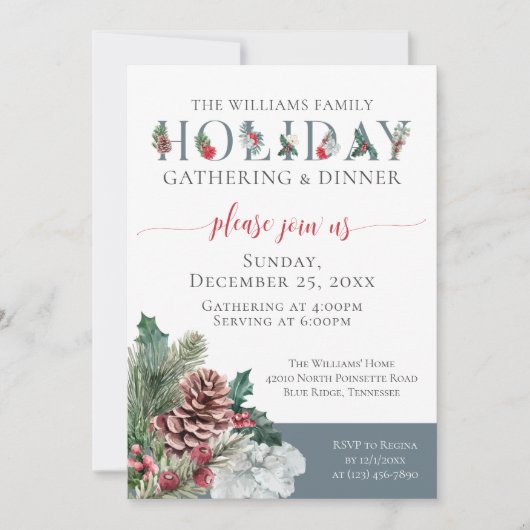 フェスティバルベージュファミリーホリデーディナー招待状 カード (正面)