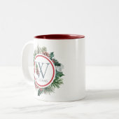 フェスティバルベージュホリデーフローライニシャル名前をカスタムする ツートーンマグカップ (正面左)