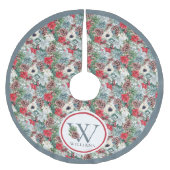 フェスティバルベージュホリデーフローライニシャル名前をカスタムする ブラッシュドポリエステルツリースカート (正面)