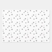 フェスティバルベージュホワイトスノーフレークパターンクリスマス ラッピングペーパーシート (正面3)