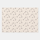 フェスティバルベージュホワイトスノーフレークパターンクリスマス ラッピングペーパーシート (正面2)