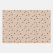 フェスティバルベージュホワイトスノーフレークパターンクリスマス ラッピングペーパーシート (正面)