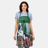 フェスティバルペットグルーミングクリスマスパーソナライズされた エプロン (着用した状態)