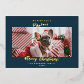 フェスティバルペットフォトメリークリスマスフォイルホリデーカー 箔シーズンカード (正面)