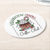 フェスティバルペパーミントモカコーヒーカップデザイン ラウンドペーパーコースター (アングル)