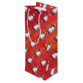 フェスティバルペンギンのサンタ・ハット柄 ワインギフトバッグ (裏面アングル)