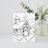 フェスティバルペンギンの子供の着色 ポストカード (スタンド正面)