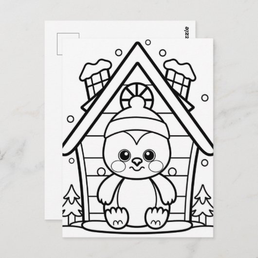 フェスティバルペンギンの子供の着色 ポストカード (正面/裏面)