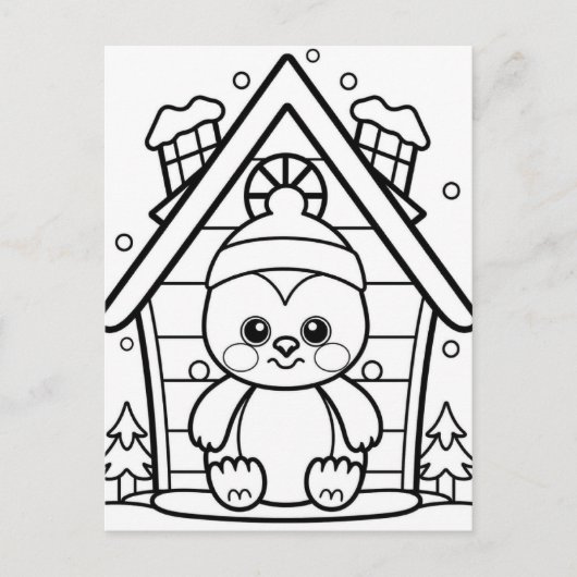 フェスティバルペンギンの子供の着色 ポストカード (正面)