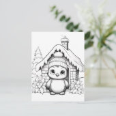 フェスティバルペンギンキッズ着色はがき ポストカード (スタンド正面)