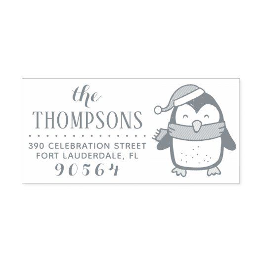 フェスティバルペンギンモダンクリスマス差出人住所 セルフインキングスタンプ (デザイン)