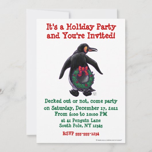 フェスティバルペンギン頭と尾クリスマス 招待状 (裏面)