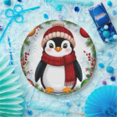 フェスティバルペンギン飾ウィズホリデーオーナメント ペーパープレート (パーティー)